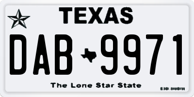 TX license plate DAB9971