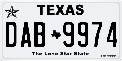 TX license plate DAB9974