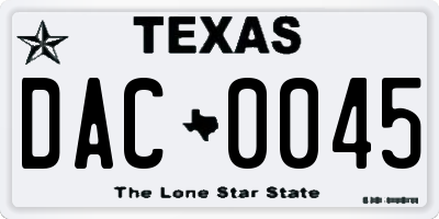 TX license plate DAC0045