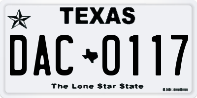 TX license plate DAC0117