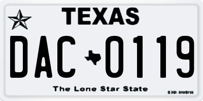 TX license plate DAC0119