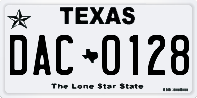 TX license plate DAC0128