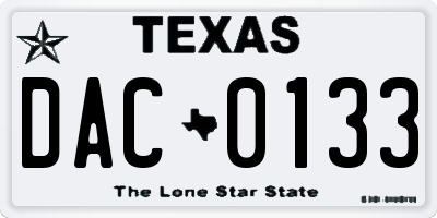 TX license plate DAC0133