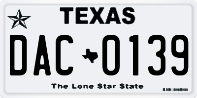 TX license plate DAC0139