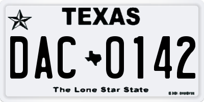 TX license plate DAC0142
