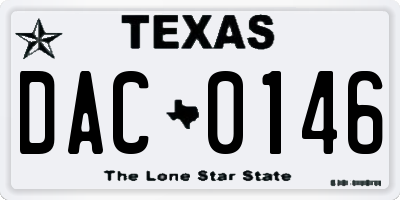 TX license plate DAC0146