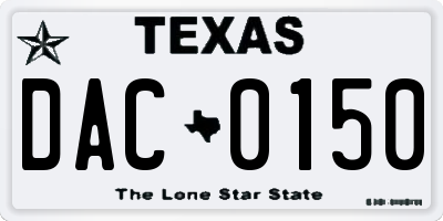 TX license plate DAC0150