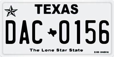 TX license plate DAC0156