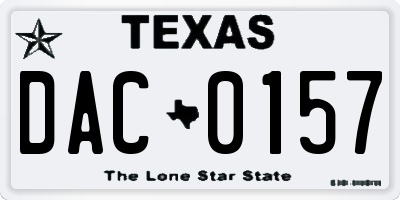 TX license plate DAC0157