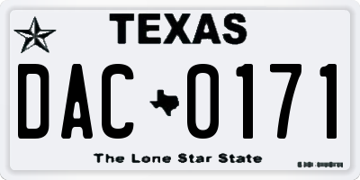 TX license plate DAC0171