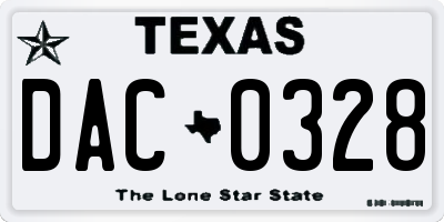 TX license plate DAC0328