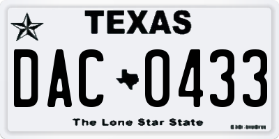 TX license plate DAC0433