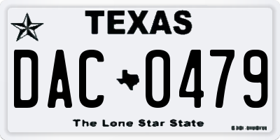 TX license plate DAC0479