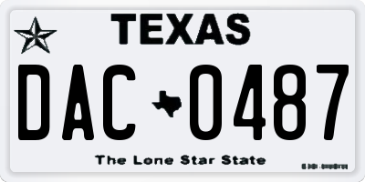 TX license plate DAC0487