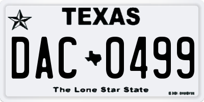 TX license plate DAC0499