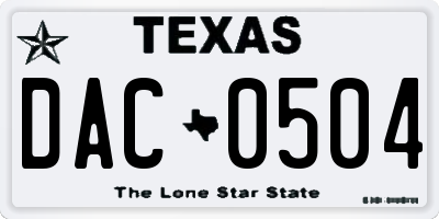 TX license plate DAC0504