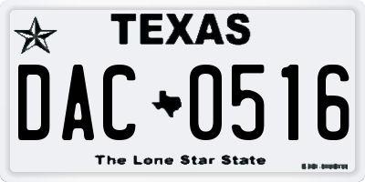 TX license plate DAC0516