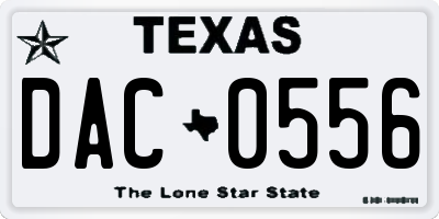 TX license plate DAC0556