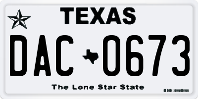 TX license plate DAC0673