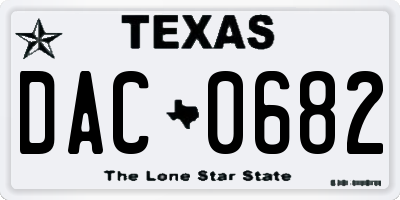 TX license plate DAC0682