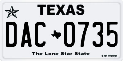 TX license plate DAC0735