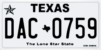 TX license plate DAC0759