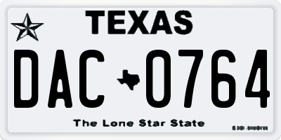TX license plate DAC0764