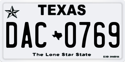 TX license plate DAC0769