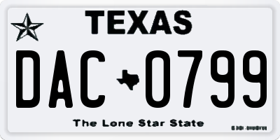 TX license plate DAC0799