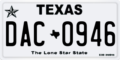 TX license plate DAC0946