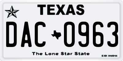 TX license plate DAC0963