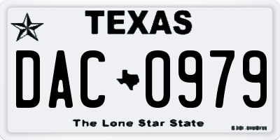 TX license plate DAC0979