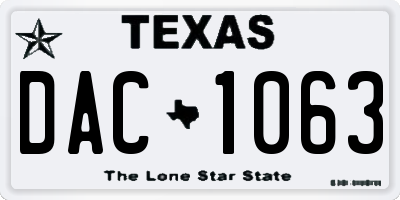 TX license plate DAC1063