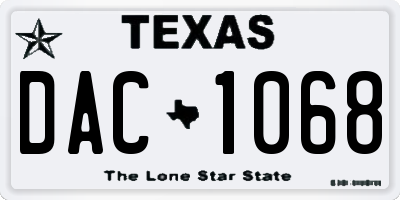 TX license plate DAC1068