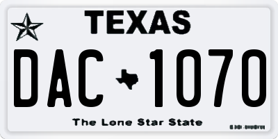 TX license plate DAC1070