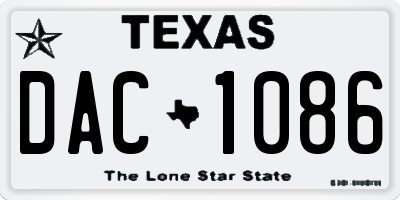 TX license plate DAC1086