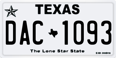TX license plate DAC1093