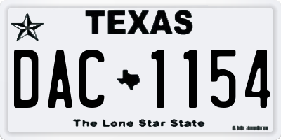 TX license plate DAC1154