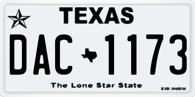 TX license plate DAC1173