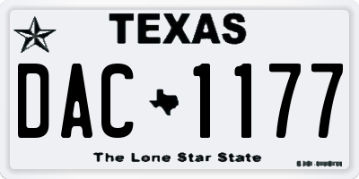 TX license plate DAC1177