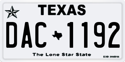 TX license plate DAC1192