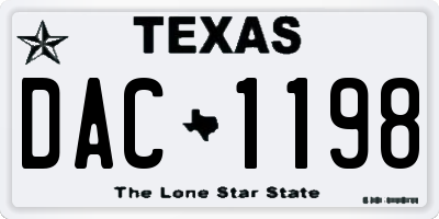 TX license plate DAC1198