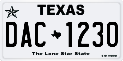 TX license plate DAC1230