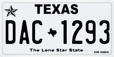 TX license plate DAC1293