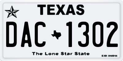 TX license plate DAC1302