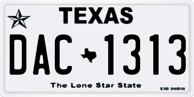 TX license plate DAC1313