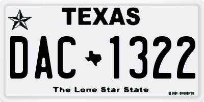 TX license plate DAC1322