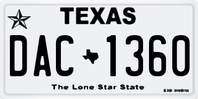 TX license plate DAC1360