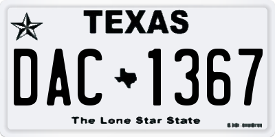 TX license plate DAC1367