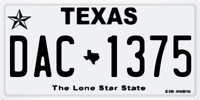 TX license plate DAC1375